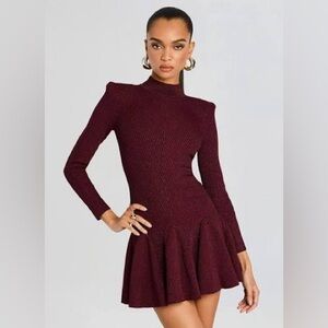 Retrofete Elegant Burgundy metallic Knit Dress